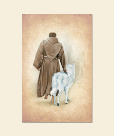 Taming the Wolf St. Francis and Wolf Greeting Card